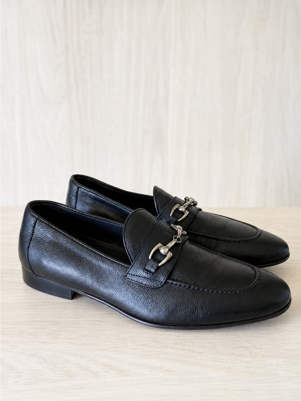 Broletto Men’s Black Leather Horsebit Loafers Made in Italy Size 8